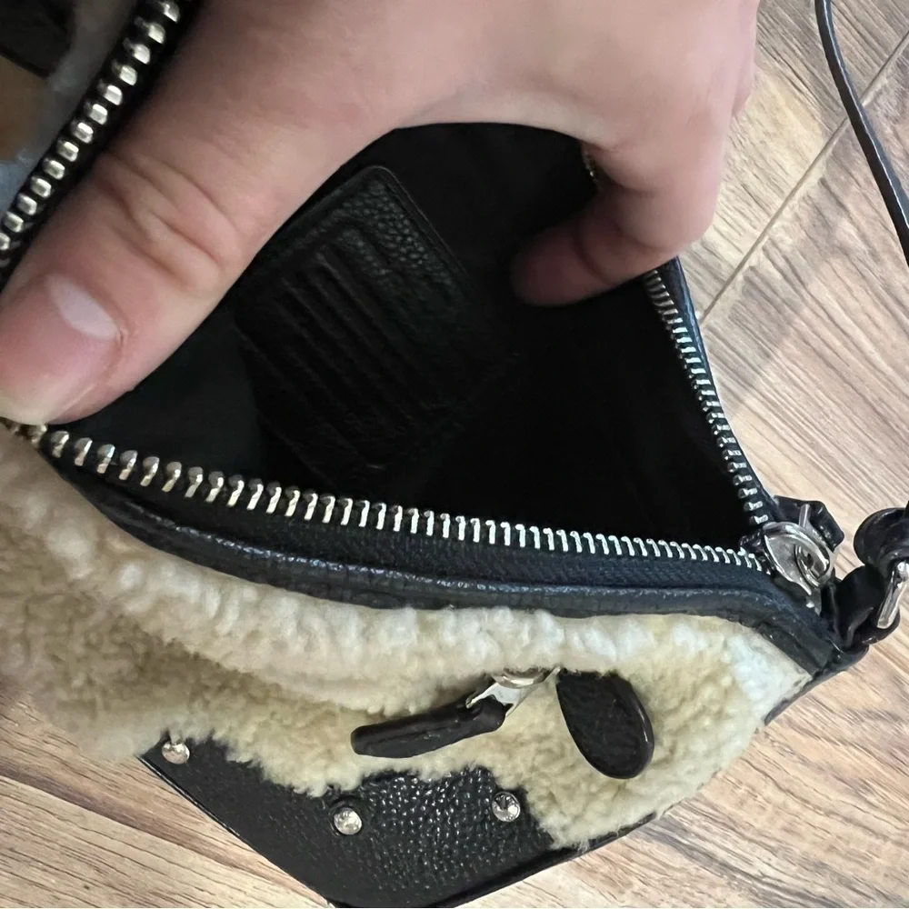 COACH Shearling Leather Rhyder Pochette Crossbody Bag